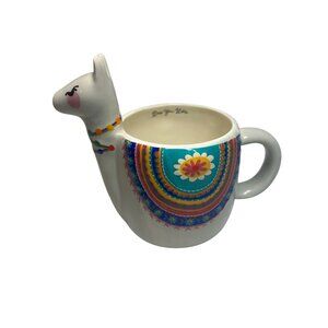LLove You LLots Llama Shaped Ceramic Mug With Colorful Boho Design 10 Oz Dishwas